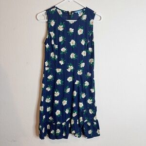 Draper James blue floral cotton ruffle hem dress size 4